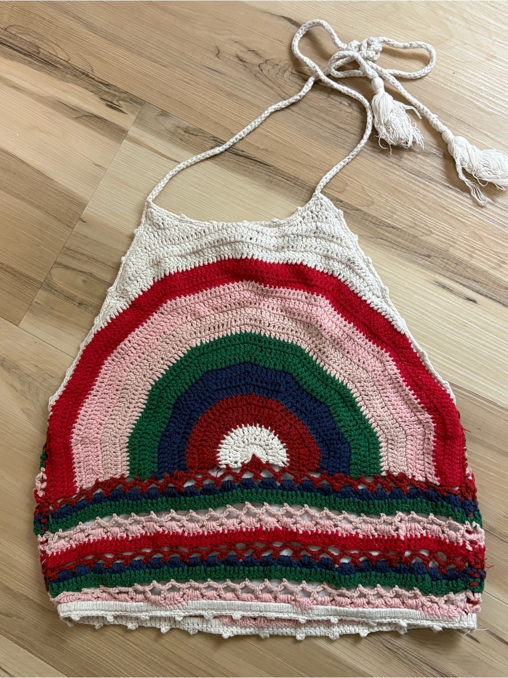 Crochet Rainbow Halter Top Earthbound Small Festival Summer Beach